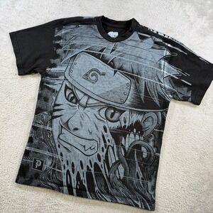 Naruto Shippuden T-Shirt Mens Medium Black Beast Primitive All Over Print AOP